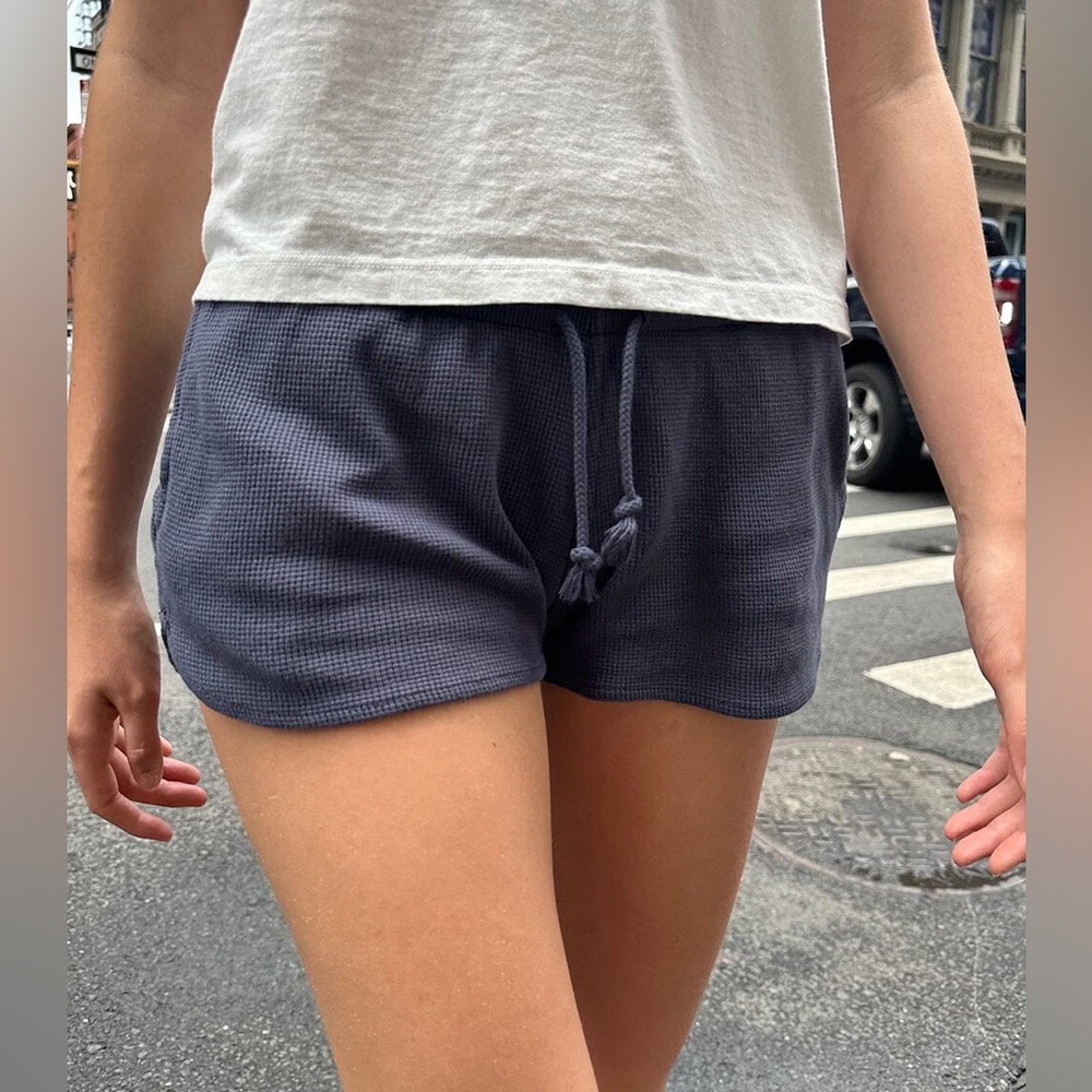 Brandy Melville John Galt Waffle drawstring blue shorts